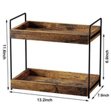 SANRETAHO 2-Tier Bathroom Counter Organizer, Wood Kitchen Countertop Spice Rack, Vanity Cosmetic Makeup Organizers Shelf for Bathroom Storage Organization, Rustic Brown SANRETAHO