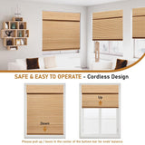 SEEYE Cordless Bamboo Roman Shades, Blackout Natural Bamboo Blinds for Indoor Windows, Roll Up Blind Privacy Shade for Home, Office, Door, UV Resistant & Easy to Install, 40" W x 64" H, Carbonized SEEYE