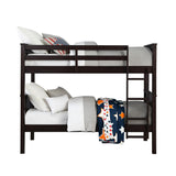 DHP Dylan Espresso Twin-Over-Twin Convertible Bunk Bed with Ladder and Guardrail DHP