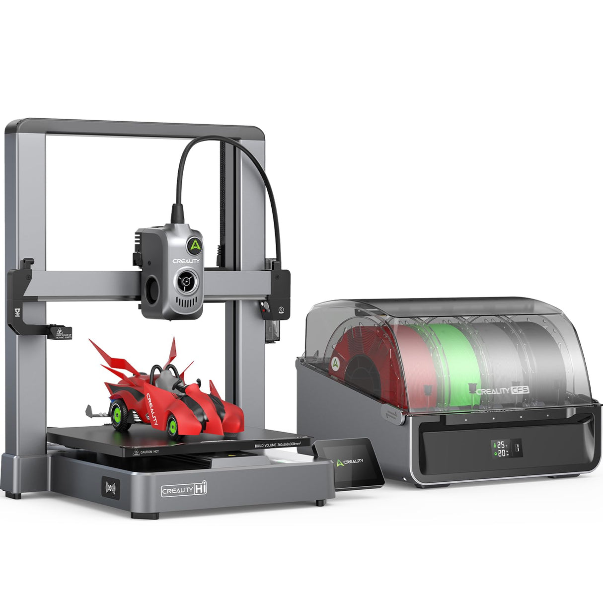 Creality Hi Combo 3D Printer, Multi Color 3D Printer with CFS, 500mm/s High Speed Auto-Leveling Automatic Filament Reading Clog-Free Extruder 95% Pre-Assemble All-Metal Body 10.24×10.24×11.81inch Creality