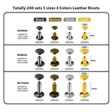 Belt Hole Puncher with 240 Sets of Leather Rivets - Updated Hole Sizes Puncher for Belt, Watch Band, Strap, Dog Collar, Saddle, Shoes, Fabric, DIY Home or Craft Project YIDAAN