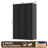 MEISSALIVVE Armoire Wardrobe Closet with 6 Door, 74.8" Large Wardrobe Cabinet with Hanging Rod, Freestanding Modern Bedroom Armoire Storage Cabinet, Black MEISSALIVVE