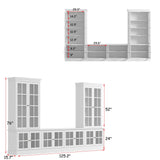 JOIKUJIA 125” Wall Units TV Stand with Glass Doors, Large Entertainment Center with Bookshelves, Modern Media Center with Storage, White, 125.2”W x 15.7”D x 76”H JOIKUJIA