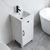 ALBAD 16-Inch Modern Bathroom Vanity with Sink, Small Bathroom Vanity Set with Storage, Freestanding Compact Space Bathroom Cabinet, Single Sink Cabinet with Adjustable Shelf (White) ALBAD