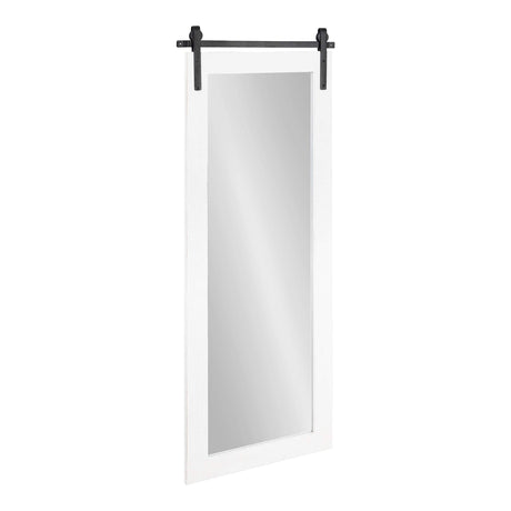 Kate and Laurel Cates Farmhouse Wood Framed Full Length Panel Mirror, 18 x 50, White, Barn Door-Inspired Rustic Mirrors for Wall Kate and Laurel