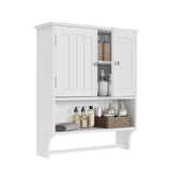 Smuxee White Bathroom Cabinet Wall Mounted with Towels Bar, Bathroom Medicine Cabinet with 2 Door Adjustable Shelves, Over Toilet Cabinet for Bathroom Laundry Room Kitchen Smuxee