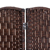 HOMCOM Room Divider, 4 Panel Folding Privacy Screen, 6FT Tall Portable Wicker Weave Partition Wall Divider for Bedroom, Home Office, Brown HOMCOM
