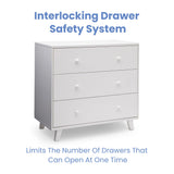 Delta Children Ava 3 Drawer Dresser with Changing Top and Interlocking Drawers - Greenguard Gold Certified, White Delta Children