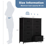 DUMOS 8 Drawer Dresser for Bedroom, Fabric Storage Organizer with Sturdy Metal Frame, Wooden Top Chest of Drawers for Closet Entryway Guest Room,Matte Black DUMOS