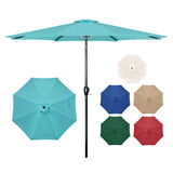 HealSmart 9' Outdoor Patio Umbrella, Market Table Umbrella with 8 Sturdy Ribs, Push Button Tilt and Crank for Garden, Yard, Pool, Turquoise HealSmart