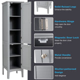 Tangkula 5-Tier Freestanding Grey Bathroom Storage Cabinet with Doors and Shelves Tangkula