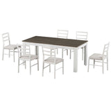 LUMISOL Solid Wood 7 Piece Kitchen Table Set with Chairs Farmhouse Extendable Dining Room Table Set with Storage Drawer for 6, Brown+White LUMISOL