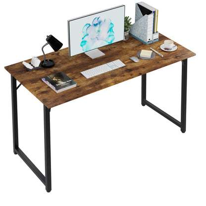 PayLessHere Computer Desk 47 inch Length Study Writing Table, Adjustable feet, Modern Furniture for Home Office, Brown - WoodArtSupply