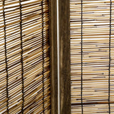HOMCOM 4 Panel Room Divider, 5.5 Ft Portable Folding Privacy Screens, Reed Hand-Woven Freestanding Partition Wall Dividers for Home Office, Carbonized HOMCOM