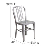 Flash Furniture Gael Indoor/Outdoor Modern Metal Dining Chairs, Commercial-Grade Galvanized Steel Restaurant Chairs, Set of 2, Silver Flash Furniture