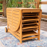 Cambridge Casual Miami Teak Wood Patio Dining Set with Cast Shale Cushion, Natural Teak/Cast Shale Cambridge Casual