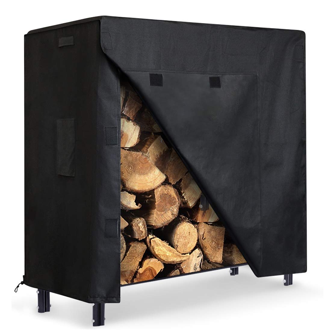 ZNCMRR Firewood Log Rack Cover, 4 Feet 600D Oxford Heavy Duty Outdoor Waterproof All-Weather Outdoor Protection for Firewood Rack Cover, 48" x 24" x 42" (4 Feet, Black) - WoodArtSupply