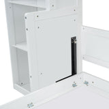 Merax Queen Size Murphy Bed with Desk and Bookshelf, White Merax