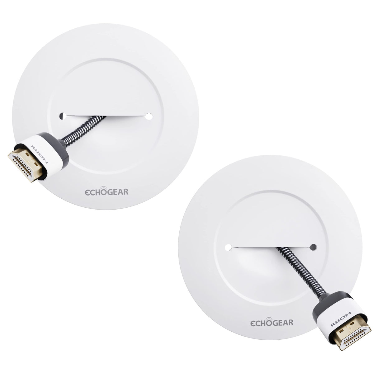 ECHOGEAR TV Cord Hider for Wall Mounted TV - Cable Management Kit Hides TV Wires - Includes 2 Pass Throughs, Locking Brackets, and Hole Saw Drill Attachment (White) ECHOGEAR