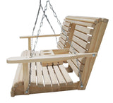 6 Feet Ft FLIP Cup Holder Console Cypress Lumber ROLL Back Porch Swing Made from Rot-Resistant Cypress Eternal Wood Made in The USA - Green Furniture - GO Green Ecommersify Inc