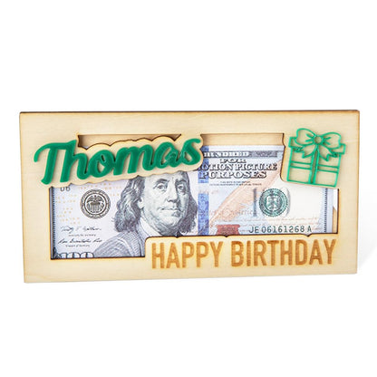 Personalized Wooden Birthday Money Envelope Custom Name Cash Envelope Money Wallet Happy Birthday Envelope Gift Card Holder Birthday Money Gift DIY - WoodArtSupply