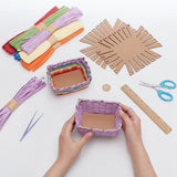FREEBLOSS 12 Set DIY Basket Weaving Kit Rectangular Raffia Ribbon Basket Creative Woven Bowls for Adults Paper Basket Making Kit for Students Arts and Crafts Projects Basket Activities FREEBLOSS