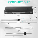 HAUSHOF Cordless Electric Knife Set for Meat Slicing, 8V Electric Carving Knife for Fish, Bread, Turkey, Rechargeable Meat Cutter with Reciprocating Stainless Steel Blades, Safety Lock & Storage Case HAUSHOF