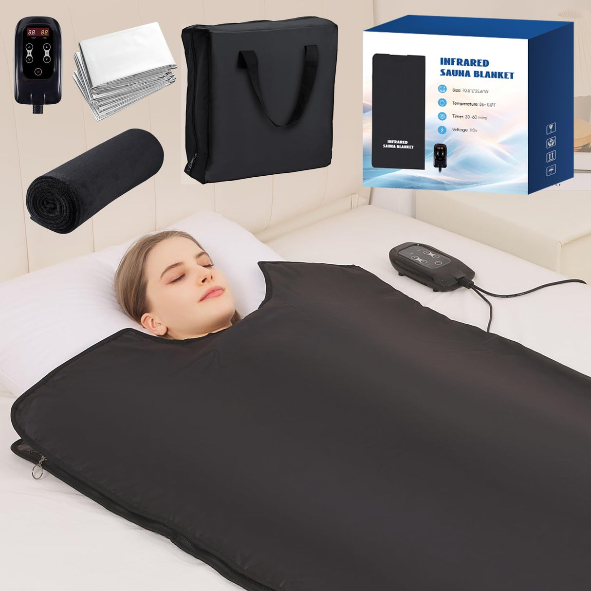 MYEYPEL Sauna Blanket for Detoxification,2025 Upgraded Portable Far Infrared Sauna Blanket for Home,Remote Control Sauna,86-158℉,20-60Minutes Timer,6 ftx3 ft MYEYPEL