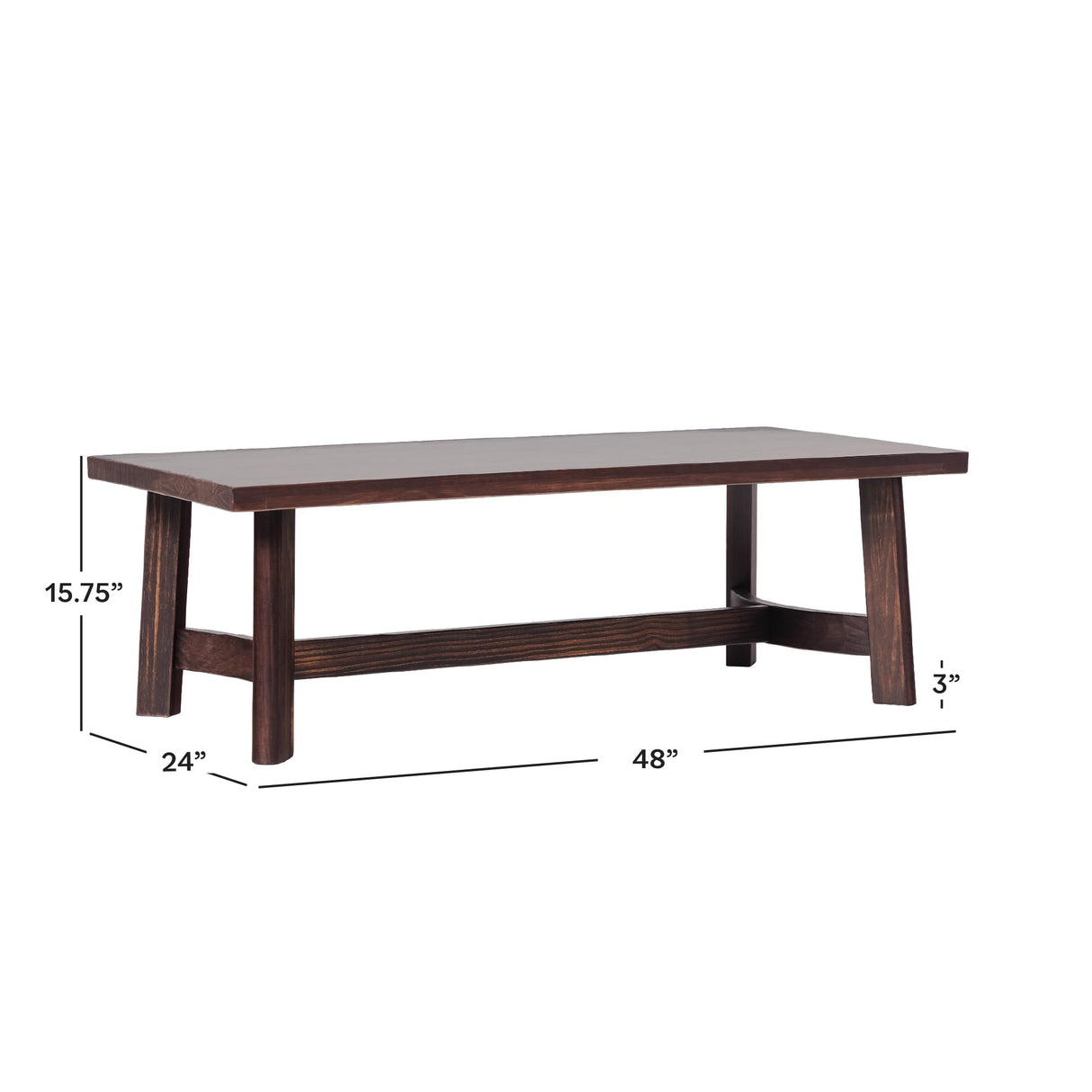 Walker Edison Colt Modern Farmhouse Solid Wood Rectangular Coffee Table, 48 Inch, Espresso Walker Edison