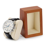 Oirv Solid Wood Single Watch Display Stand Showcase Jewelry Stand Watch Holder with Pillow(Square Single, Creamy-white) Oirlv