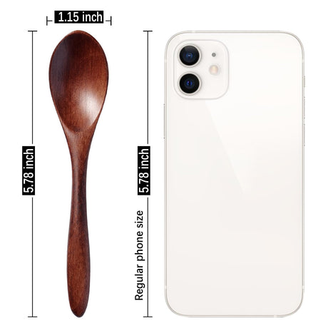 Hefild 7 PCS Small Wooden Spoons, 5.8 Inch Honey Spoons for Tea, Hardwood Wooden Honey Teaspoon for Coffee, Little Tiny Wood Spoons, Bamboo Table Spoon for stirring, Wooden Spoons for Utensils Set Hefild