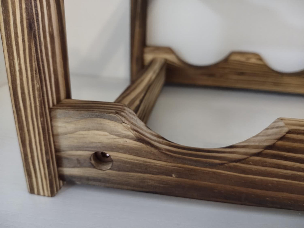 LoongZDD Easy-Install & Standalone 8-Bottle Wine Rack - Premium Carbonized Pine Wood, Two-Tier Design for Countertop, Home Kitchen Pantry, Versatile Wine Storage Solution LoongZDD