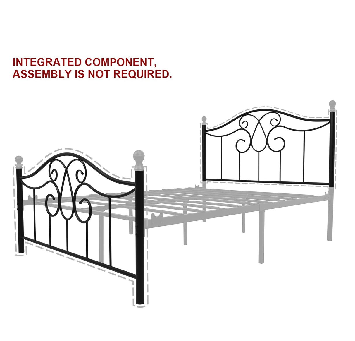 YERPERFO Metal Full Bed Frame with Headboard and Footboard Farmhouse Platform Bed Frame Full Size Under Bed Storage No Box Spring Needed and Easy Assembly (Full, Black) YERPERFO