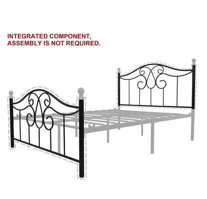 YERPERFO Metal Full Bed Frame with Headboard and Footboard Farmhouse Platform Bed Frame Full Size Under Bed Storage No Box Spring Needed and Easy Assembly (Full, Black)