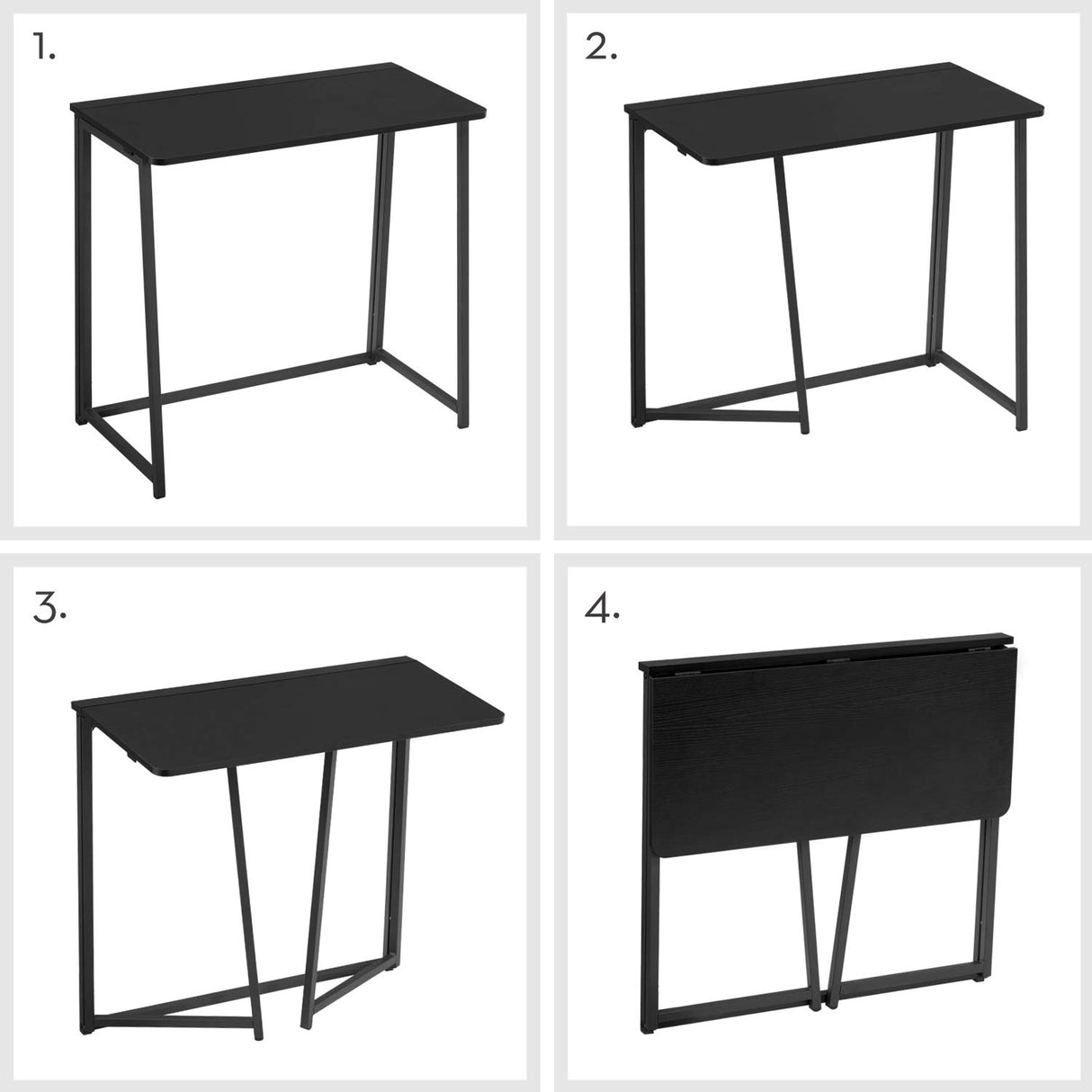 WOHOMO Folding Computer Desk, Small Writing Foldable Desk 31.5", Space-Saving Laptop Table, Easy Assemble Workstation for Home Office,Black WOHOMO