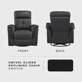 Lexicon Swivel Glider Recliner Chair, Comfy Nursery Glider, Top Grain Leather Match Recliner, Manual Reclining Chair for Living Room/Office/Apartment, Black Lexicon