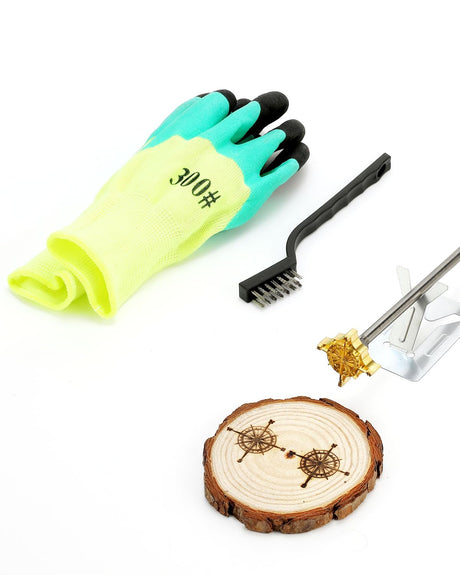 AIMOADO Compass Branding Iron Stamp, 1 1/2" Wood Branding Iron Personalized Logo for Meat, Burger, Wood, Hats with Full Set Tools AIMOADO