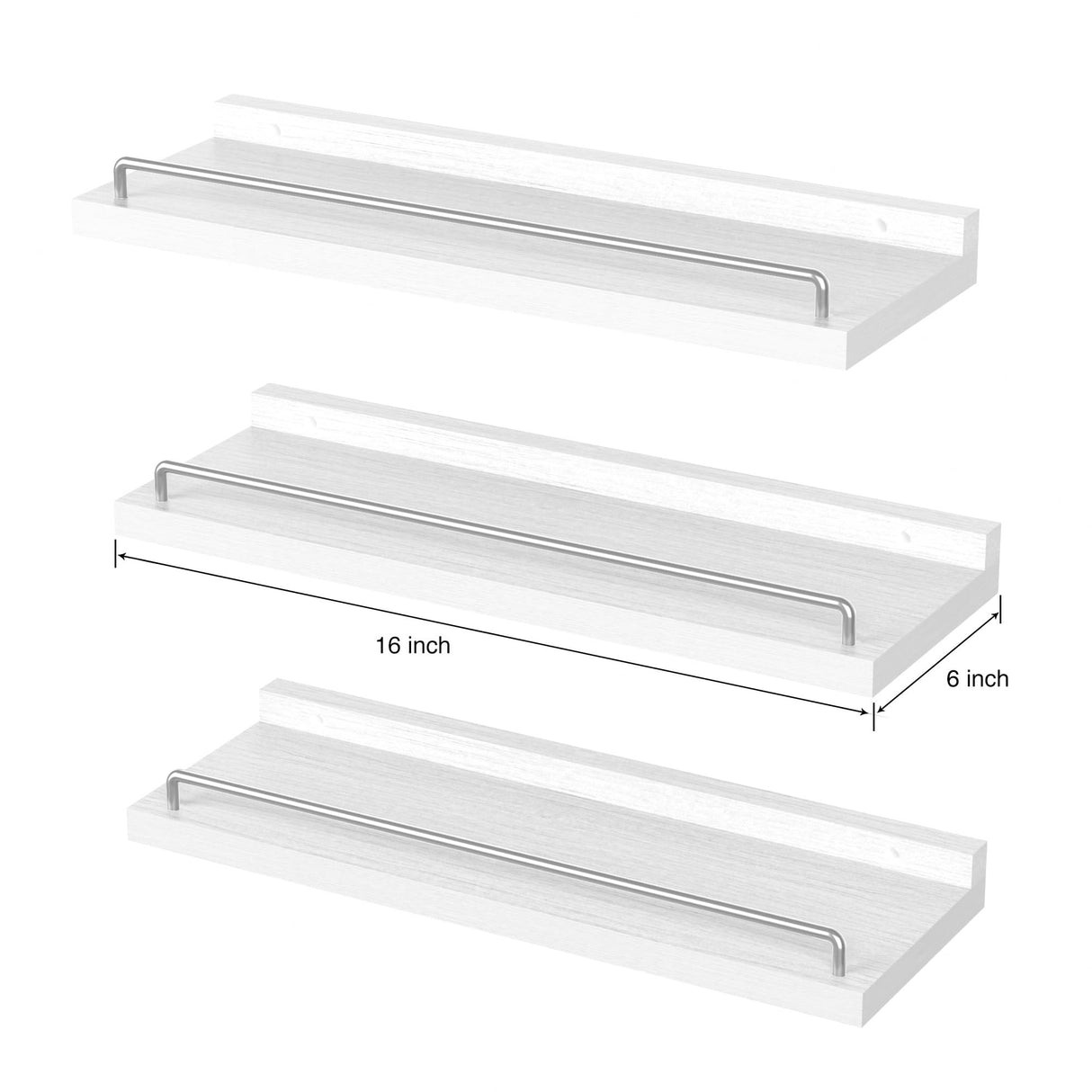 RYOFOBETTO Floating Shelves for Wall Decor, White and Grey Shelves for Bathroom, Living Room, Bedroom, Picture Frames, Plants, Kitchen (Set of 3) RYOFOBETTO
