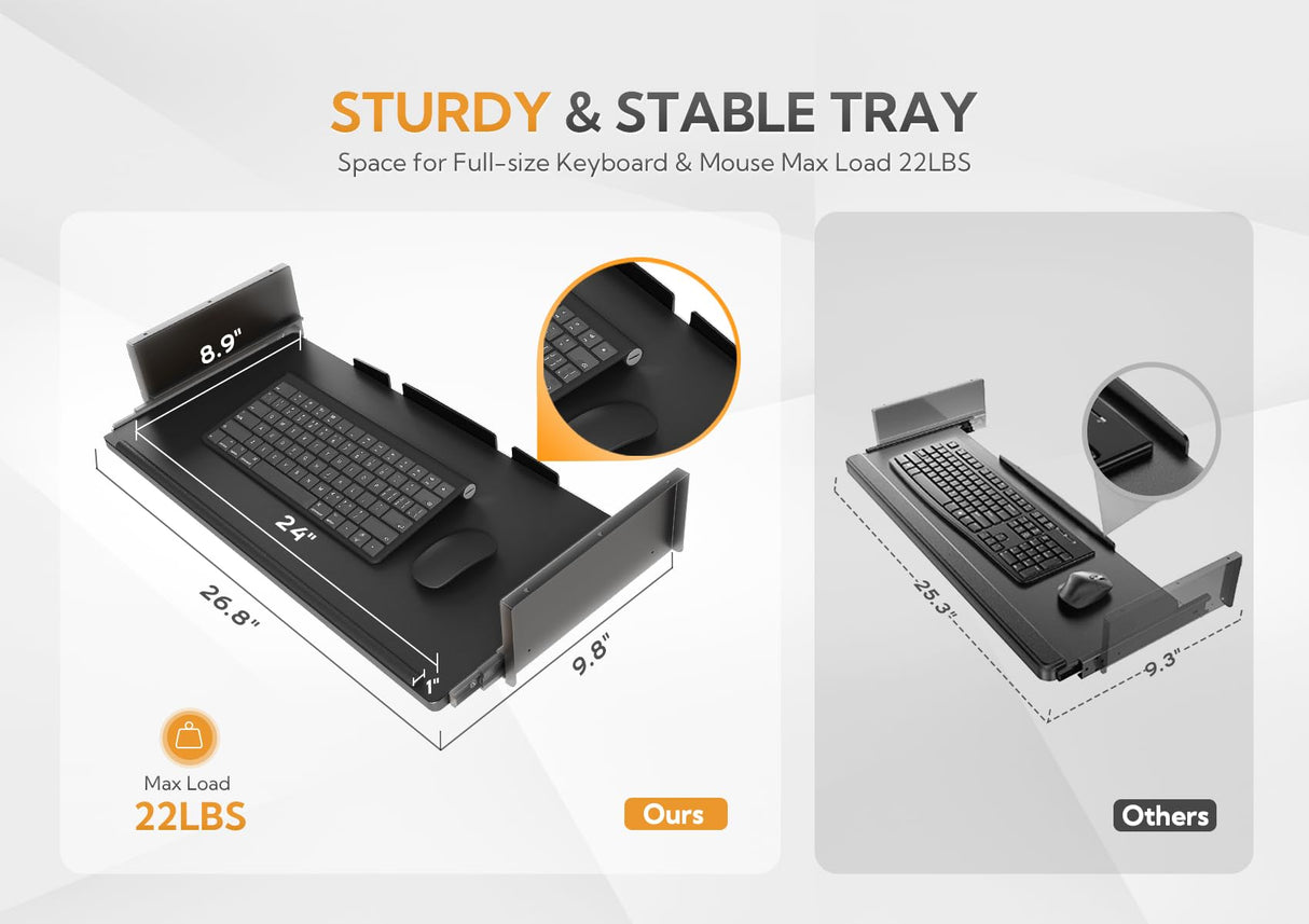 Claiks Standing Desk with Keyboard Tray, Standing Desk Adjustable Height, Raising Desks for Home Office and Computer Workstation, 55 Inches, Black Claiks