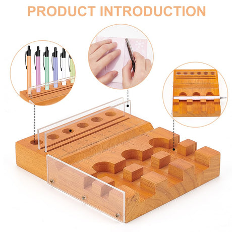 BENECREAT 5.9x5inch Rectangle Wood Sublimation Pen Tool, Sublimation Pen Holder Pen Clamp for Sublimation Pens Blank & Vinyl Stickers BENECREAT