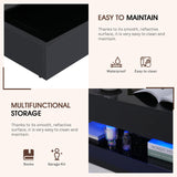 OC Orange-Casual LED Coffee Table with Storage, High Glossy Center Table with 2 Sliding Drawers, Modern Stylish Rectangle Coffee Table Double Layer with Open Display Shelf for Living Room (Black) OC Orange-Casual