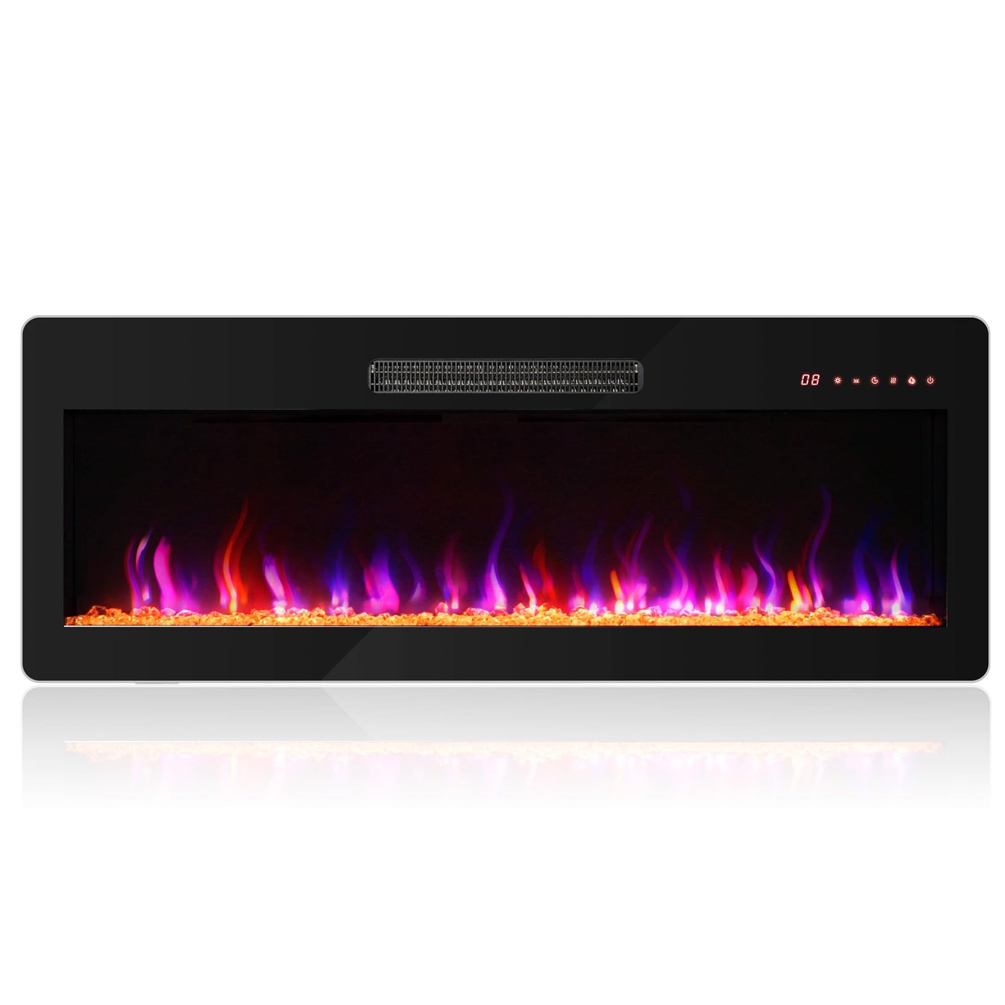 BELLEZE 42" Electric Fireplace Heater, 1400 W Recessed & Wall Mounted Electric Fireplace with Remote Control, Heater with Adjustable Flame Color and Brightness, Timer, Touch Screen