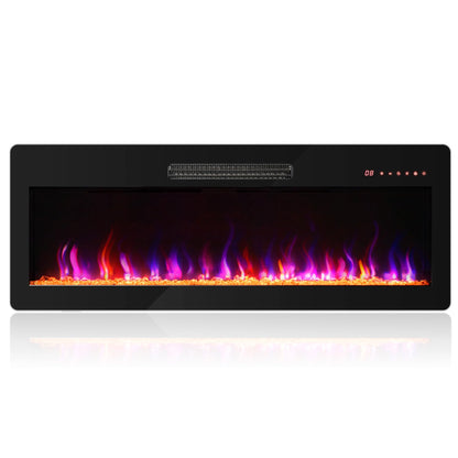 BELLEZE 42" Electric Fireplace Heater, 1400 W Recessed & Wall Mounted Electric Fireplace with Remote Control, Heater with Adjustable Flame Color and Brightness, Timer, Touch Screen