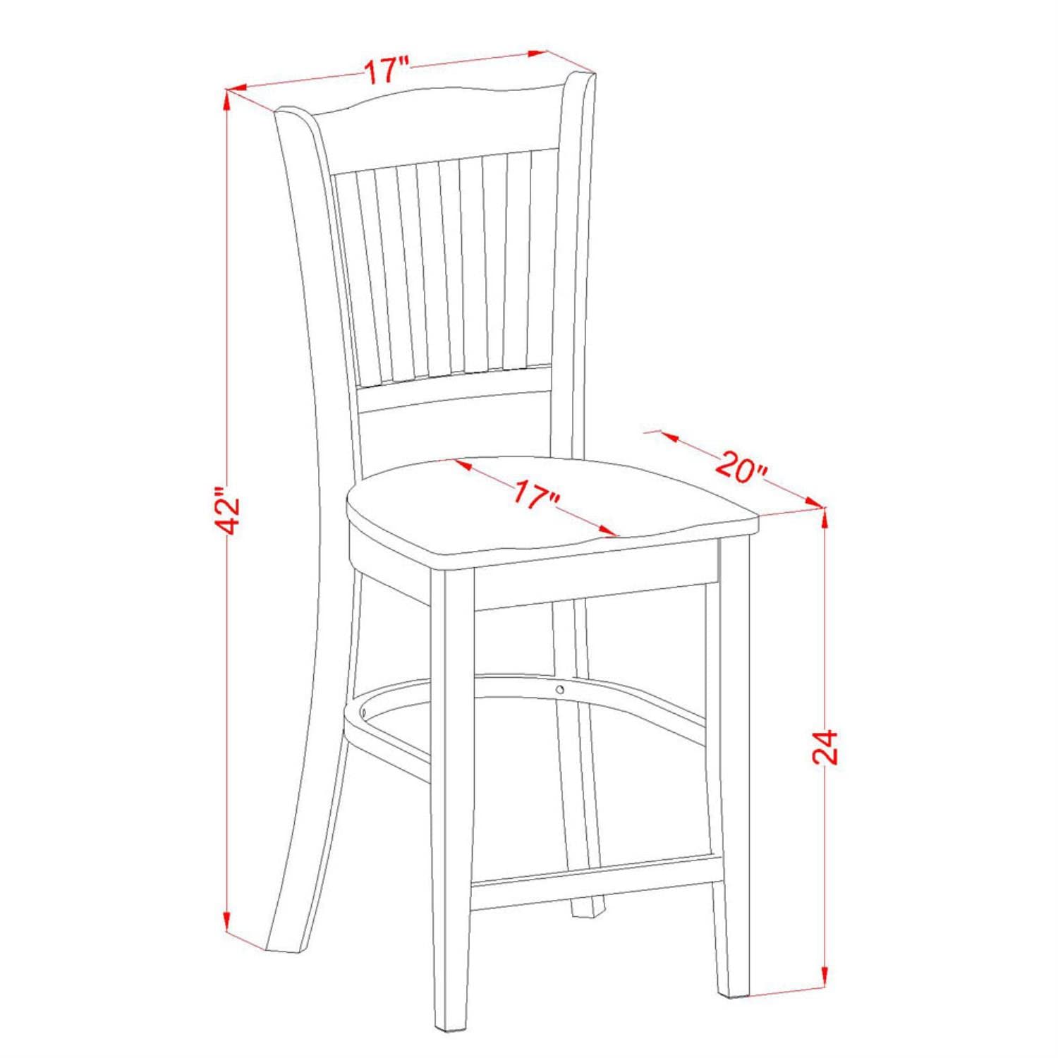 East West Furniture Groton Counter Height Stools-Slat Back Wood Seat Chairs, Set of 2, Oak - WoodArtSupply