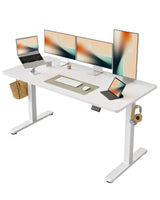 FEZIBO Electric Standing Desk, Height Adjustable Stand up Desk, 55 x 24 Inches Sit Stand Home Office Desk, Computer Desk, White FEZIBO