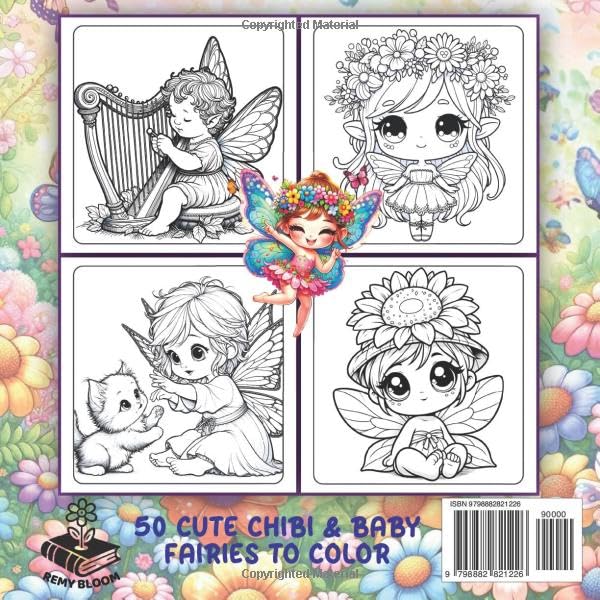 Chibi & Baby Fairies Coloring Book: A Magical Baby Fairy Coloring Book for Adults, Cute Kawaii Fantasy Creatures, Cute Fairy Illustrations for Stress Relief, Relaxation