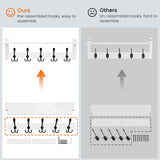 Homode Wall Shelf with Hooks, 24 Inch Coat Rack with Shelf, Farmhouse Entryway Floating Shelf with Tri Hooks, Coat Hanger with Storage for Bathroom, Entry Way, Mudroom, White Homode