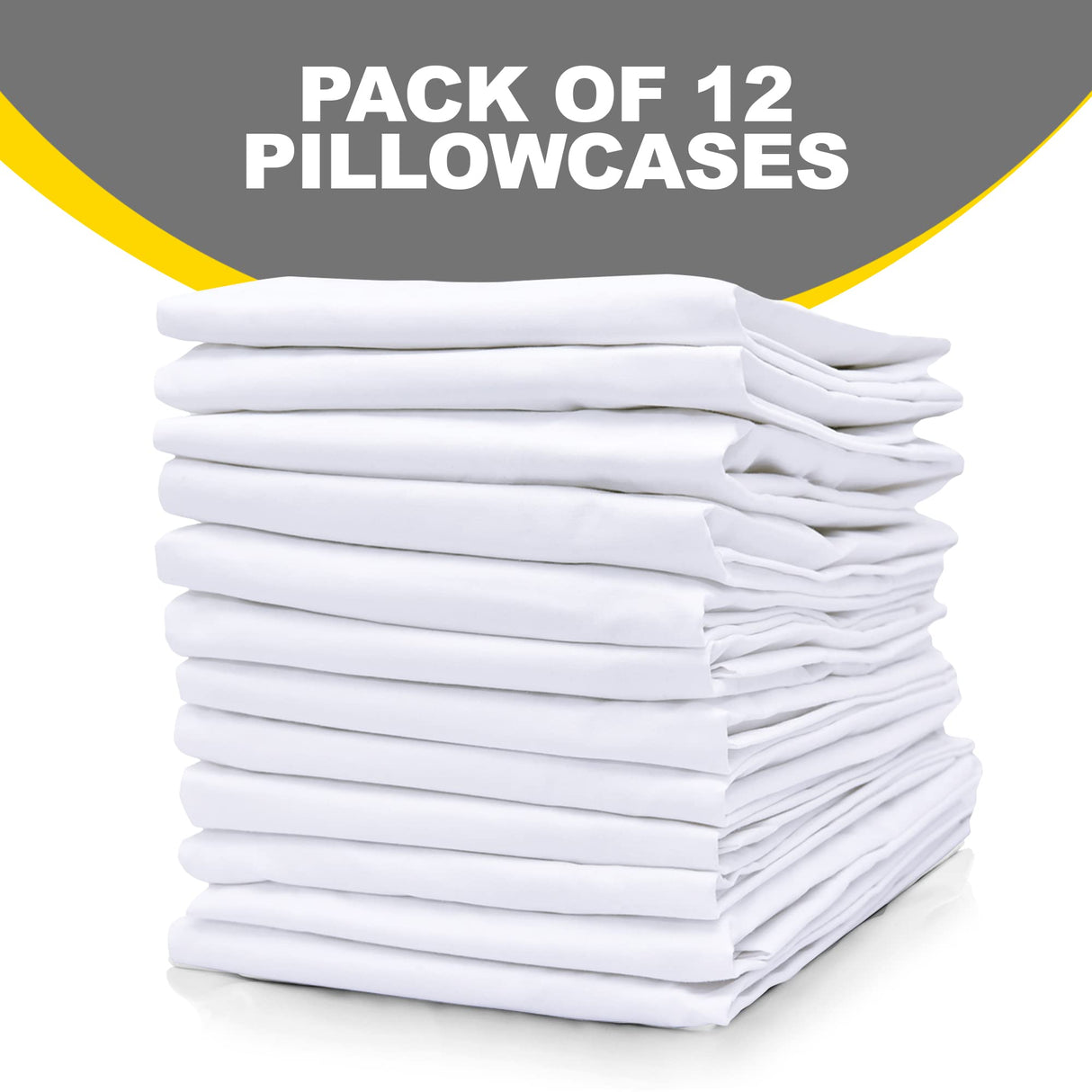 Pacific Linens White Percale Pillow Case - Soft Hotel Style Polly Cotton Blend, 200 Thread Count, Wrinkle Free Linen Pillow Cases, 12 Pack Set of Pillowcases Pacific Linens