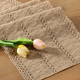 Socomi Boho Table Runner Easter Spring Farmhouse Burlap Jute Bamboo Rustic Dining Kitchen Centerpiece Decor Small Macrame Woven Coffee Table Runner for Dresser Scarf Home Decor 12x36 inch Socomi