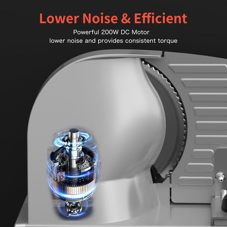 Meat Slicer, 200W Meat Slicer Machine for Home, DC Motor Quiet Deli Slicer with 2 Removable 7.5'' Stainless Steel Blades, Adjustable Dial for 0-15mm, Electric Food Slicer for Meat, Cheese, Bread Borlebbi